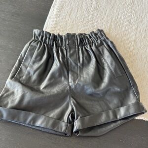 Zara Black High Waist Faux Leather Shorts